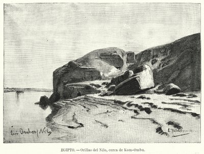 Banks of the River Nile near Kom Ombo, Egypt by Eduard (after) Hildebrandt