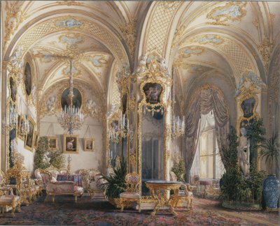Interiors of the Winter Palace. The Drawing Room in Rococo Style with Cupids by Eduard Hau