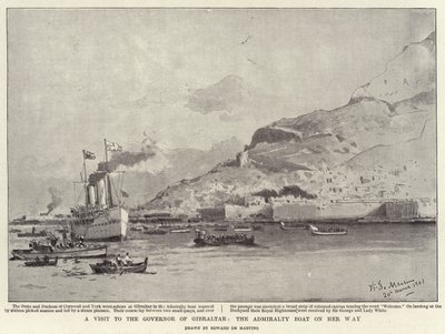 A Visit to the Governor of Gibraltar, the Admiralty Boat on her Way by Eduardo de Martino