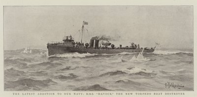 The Latest Addition to Our Navy, HMS Havock, the New Torpedo Boat Destroyer by Eduardo de Martino