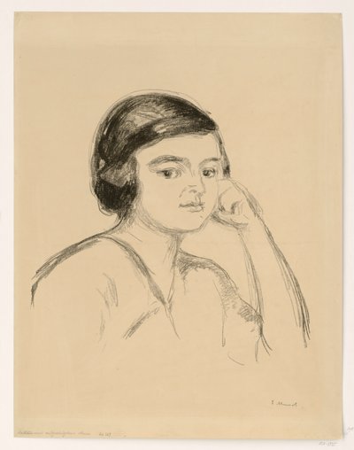 Young Woman (Young Woman with Her Hand on Her Cheek; Girl with Supported Arm) by Edvard Munch