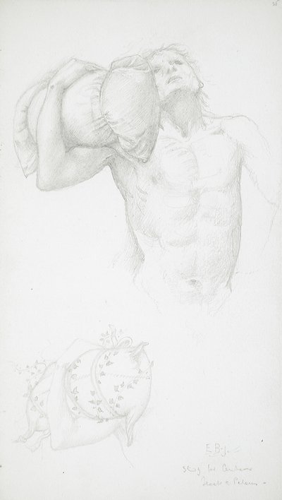 Male Nude Holding a Cushion by Edward Burne-Jones