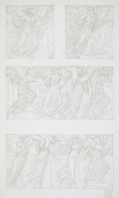 Sheet Studies of Allegorical Figures by Edward Burne-Jones