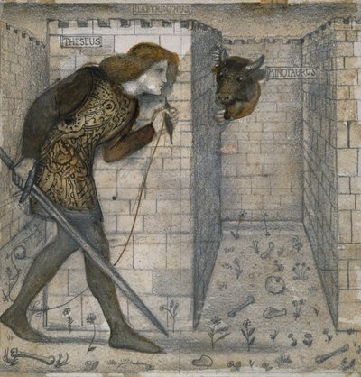 Tile Design - Theseus and the Minotaur in the Labyrinth by Edward Burne Jones