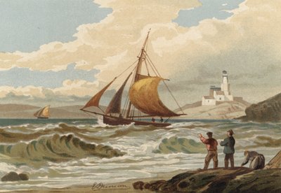 Fishing Boats Returning, Mumbles Lighthouse by Edward Duncan