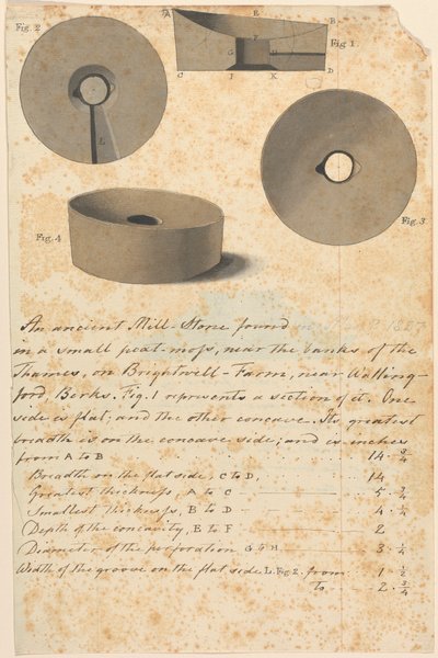 Study of Ancient Roman Millstone (?) by Edward Francis Burney
