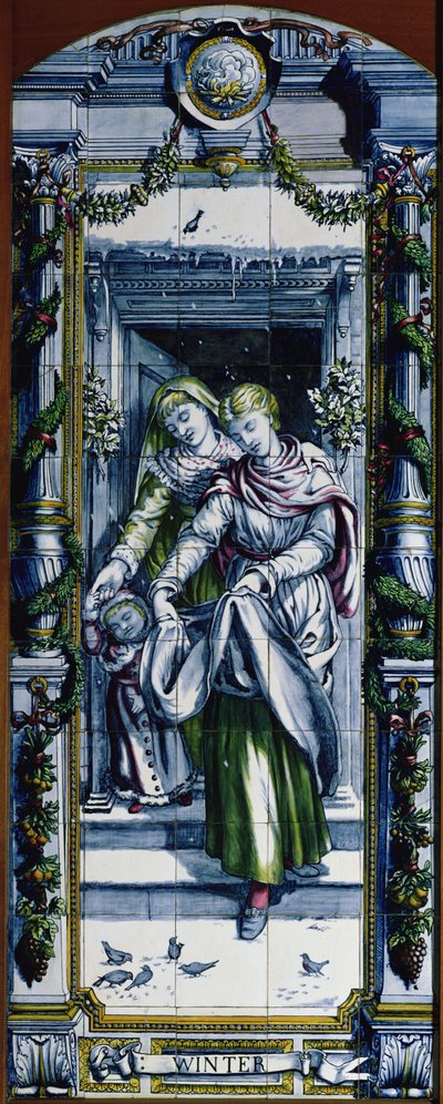 Winter, from a series of tile panels, designed by Sir Edward Poynter and made by Minton, Campbell and Company, for the Dutch Kitchen, 1867-8 by Edward John Poynter