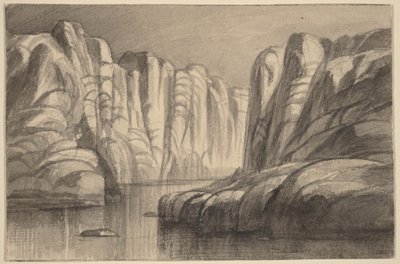 River Winding through a Rock Formation (Philae, Egypt) by Edward Lear