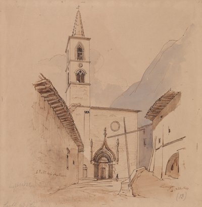 S. Pietro Degli Agostiniani. Leonessa. by Edward Lear