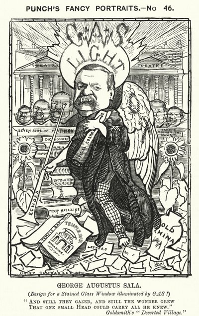 Punch cartoon: George Augustus Sala, English author and journalist by Edward Linley (after) Sambourne