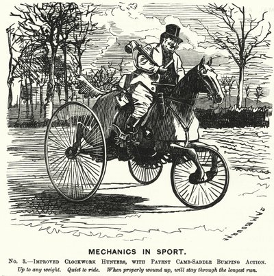Mechanics in Sport. No 3. - Improved Clockwork Hunters, with Patent Camb-Saddle Bumping Action (engraving) by Edward Linley (after) Sambourne