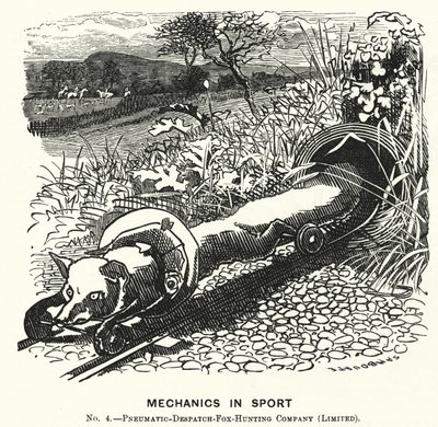 Punch cartoon: Mechanics in Sport. No 4. - Pneumatic Despatch Fox Hunting Company (Limited) by Edward Linley (after) Sambourne