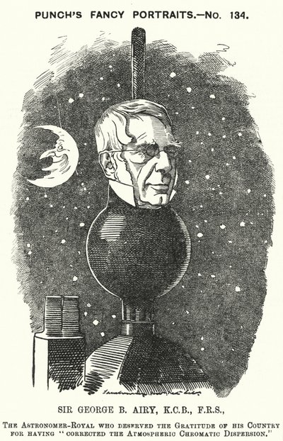 Punch Cartoon: Sir George Biddell Airy, English Astronomer Royal by Edward Linley (after) Sambourne