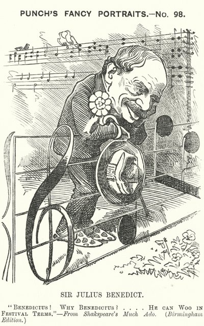 Punch cartoon: Sir Julius Benedict, German-born composer and conductor by Edward Linley (after) Sambourne