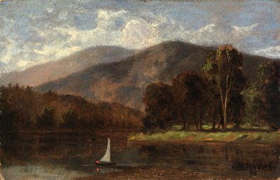 Untitled (sailboat in river) by Edward Mitchell Bannister