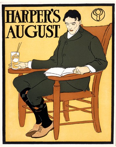 Man Seated in Orange Chair, August Harper
