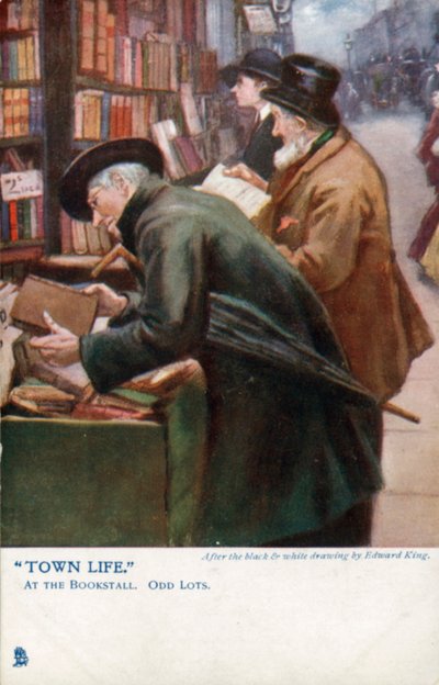 Town Life: Customers Browsing at a Book Stall by Edward R. King