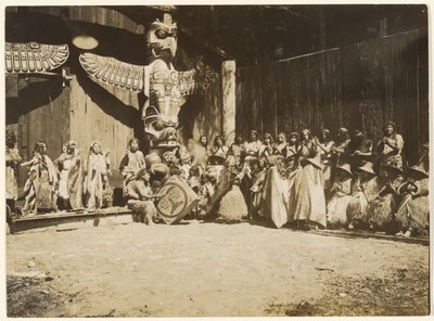 [Banked Thick Against the Walls Was the Motley Throng of Warriors and Their Wives] by Edward S. Curtis