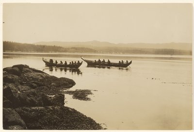 [The Warriors, Young and Old, Launched Their Canoes] by Edward S. Curtis