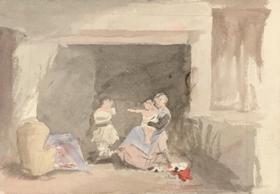 Interior with Mother and Two Children by Edward Thompson Davis