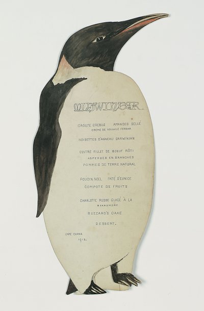 Menu in the Shape of an Emperor Penguin, for the Midwinter