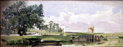 A Riverside Scene with a Lock, c.1860 by Edward W. Robinson