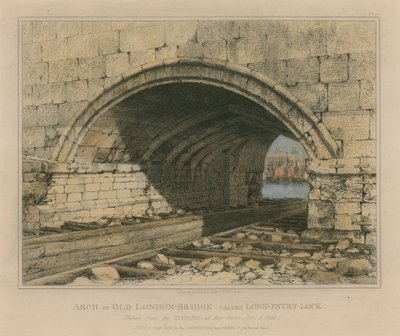 Arch of Old London Bridge Called Long Entry Lock by Edward William Cooke