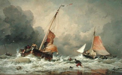 Dutch Pincks arriving and preparing to put to sea on the return of the tide by Edward William Cooke