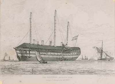 The Hastings lying in Ordinary in the Medway by Edward William Cooke