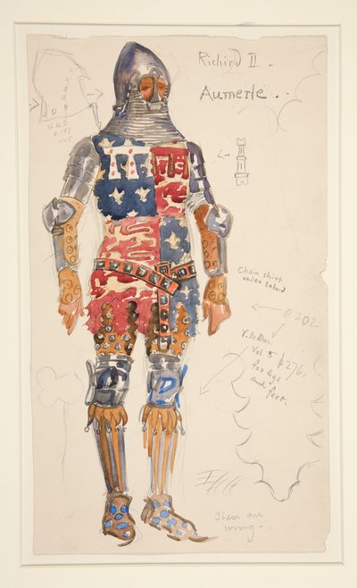 Aumerle (armed), costume sketch for Henry Irving by Edwin Austin Abbey