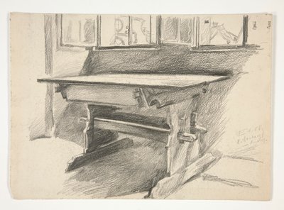 Interior Study: Rothenburg, Study of a Gothic Table by Edwin Austin Abbey