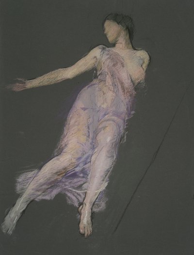 Possibly a study for figure of 5 pm by Edwin Austin Abbey