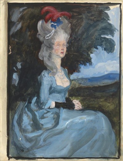 Study for Aunt Pedigree, from Oliver Goldsmith by Edwin Austin Abbey