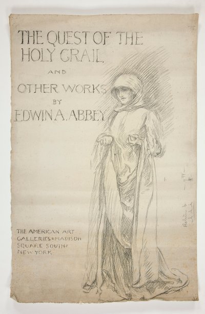 Study for the Opening Announcement of The Quest of the Holy Grail Paintings: The Quest of the Holy Grail and Other Works by Edwin A. Abbey. Drawing for the First Cover of the Abbey Catalogue. by Edwin Austin Abbey