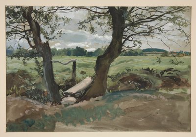 Study of Two Trees and a Field by Edwin Austin Abbey