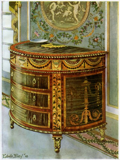 Inlaid satinwood commode with ormolu mounts by Edwin Foley