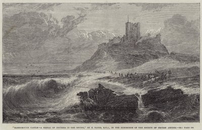 Bamborough Castle, a Signal of Distress in the Offing by Edwin Hayes
