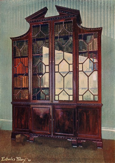 Carved Chippendale Library Bookcase by Edwin John Foley