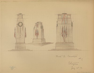 Sketch No 1 for the Cenotaph, Whitehall, Westminster, London by Edwin Landseer Lutyens