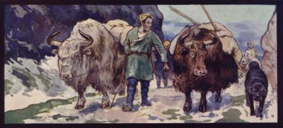 A Tibetan Yak Train by Edwin Noble