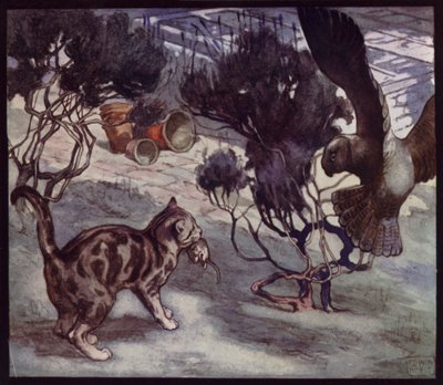 Rival Mouse-Hunters, Cats and Owl by Edwin Noble