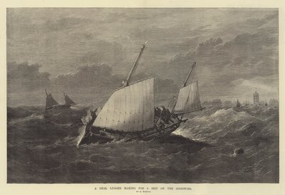 A Deal Lugger Making for a Ship on the Goodwins by Edwin Weedon