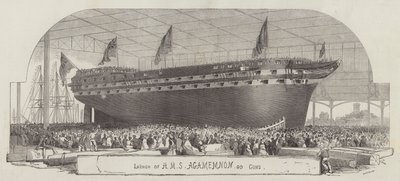 Launch of HMS Agamemnon, 90 Guns by Edwin Weedon