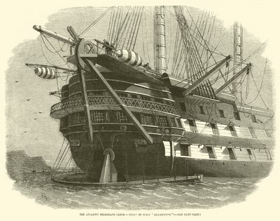 The Atlantic Telegraph Cable, Stern of HMS Agamemnon by Edwin Weedon