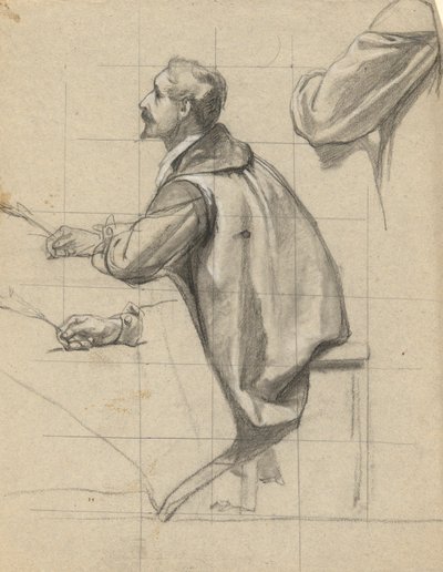 Man, sketch for Signing of the Compact in the Cabin of the Mayflower by Edwin White
