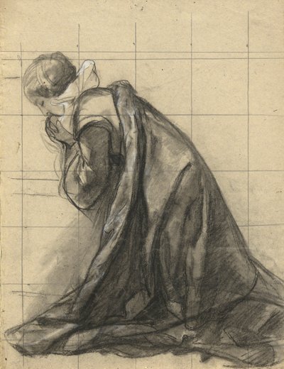 Woman Praying, Sketch for Signing of the Compact in the Cabin of the Mayflower by Edwin White