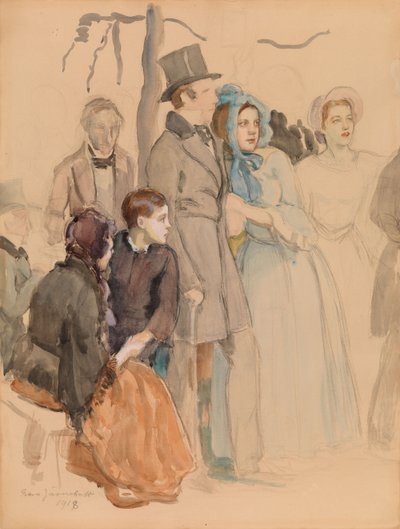 Flora Festival at Kumtähti Field, Study for the Mural at the University of Helsinki by Eero Järnefelt