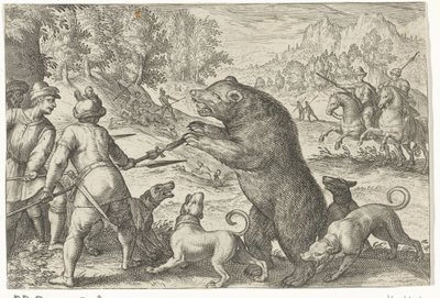 Landscape with Bear Hunt (Hunting Scenes series) (Icones Venantum Species Varias Representantes series) by Egbert Jansz.