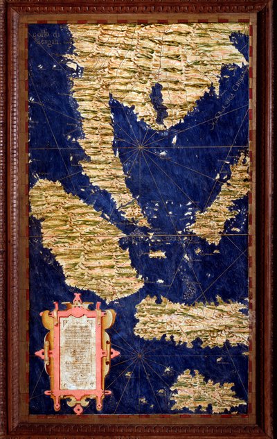 Indonesia: Sumatra, Malacca, Borneo, Java Map Made by Egnazio Danti (1536-1586) Mathematician, Cosmographer and Italian Architect. Around 1567. Florence, Palazzo Vecchio, Sala del Mappamondo by Egnazio Danti