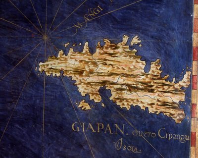 Japan (Cipangu or Cypango) Map made by Egnazio Danti (1536-1586) mathematician, cosmographer and Italian architect. Around 1567. Florence, Palazzo Vecchio, Sala del Mappamondo by Egnazio Danti